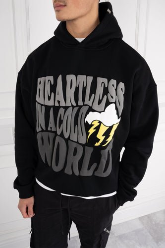 Heartless Puff Print Hoodie - Black