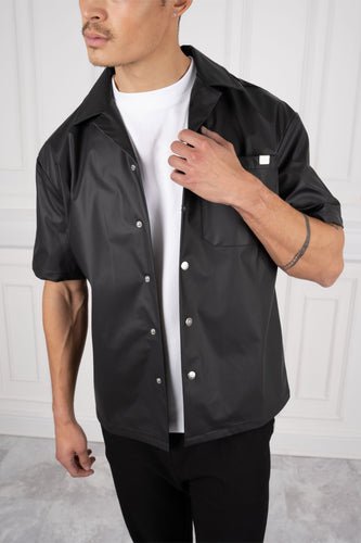 PU Boxy Over Shirt - Black