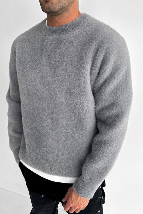 Mohair Crew Neck Sweatshirt - Grey