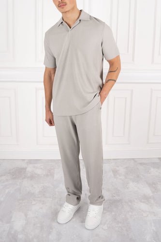 Pleated Polo Shirt - Light Grey