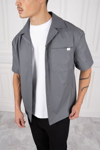 Pu Boxy Over Shirt - Charcoal