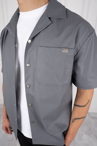 Pu Boxy Over Shirt - Charcoal