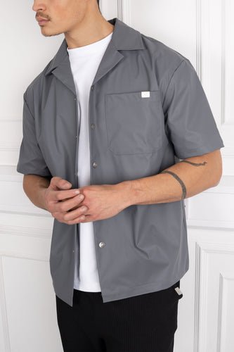 Pu Boxy Over Shirt - Charcoal