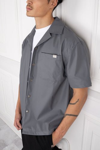 Pu Boxy Over Shirt - Charcoal