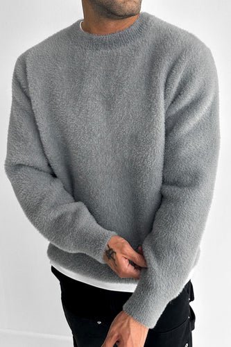 Mohair Crew Neck Sweatshirt - Grey