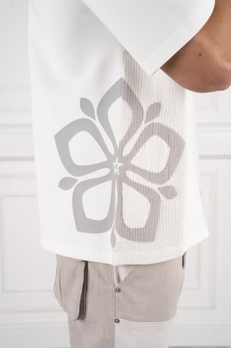 Scuba Knit Panel T-Shirt - White