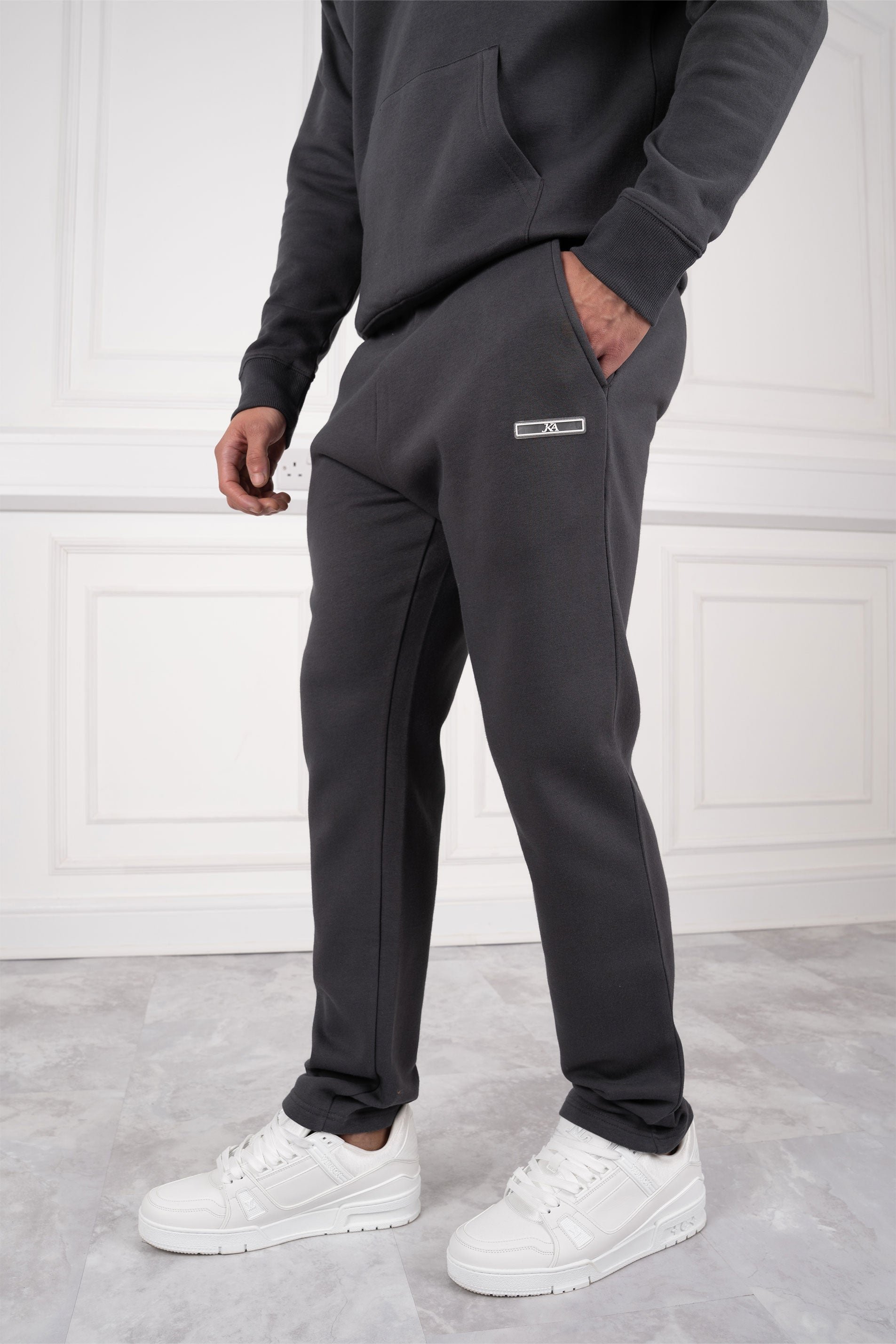 Day To Day Straight Leg Full Tracksuit - Charcoal