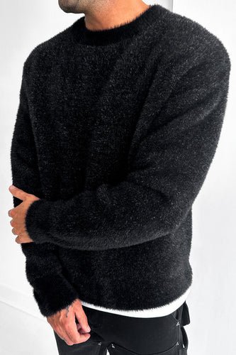 Mohair Crew Neck Sweatshirt - Black