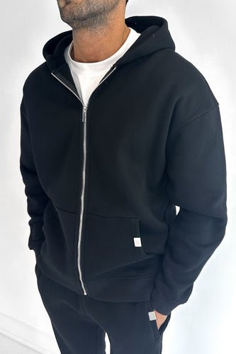 Essential Zip-Up Hoodie - Black