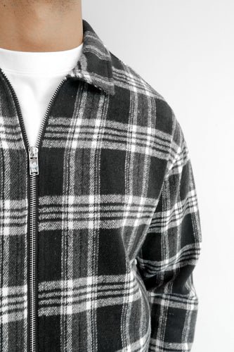 Boxy Checked Double Zip Shirt - Black