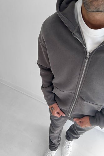 Essential Zip-Up Hoodie - Charcoal