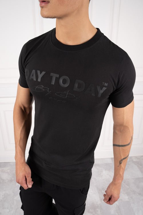 Day To Day Rubber Print Slim Fit T-Shirt - Black