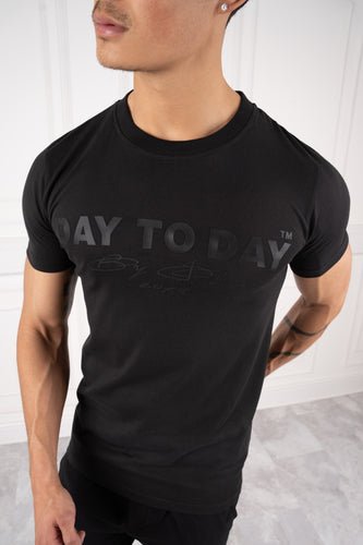 Day To Day Rubber Print Slim Fit T-Shirt - Black