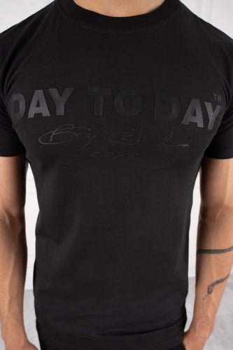 Day To Day Rubber Print Slim Fit T-Shirt - Black