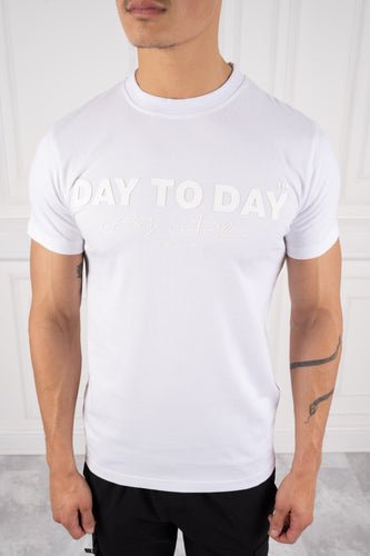 Day To Day Rubber Print Slim Fit T-Shirt - White