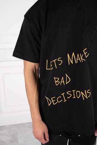 Lets Make Bad Decisions Oversized T-Shirt - Washed Black