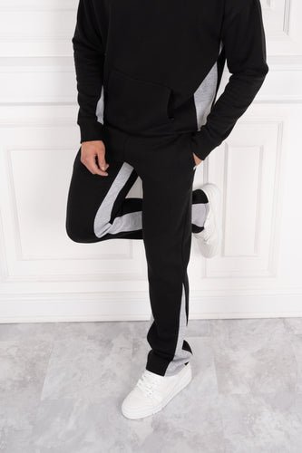 Vintage Flare Panel Tracksuit Joggers - Black/Grey