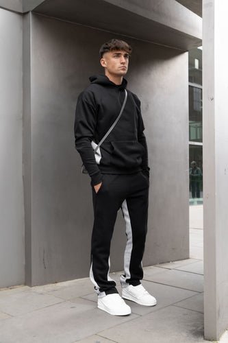 Vintage Flare Panel Tracksuit Joggers - Black/Grey