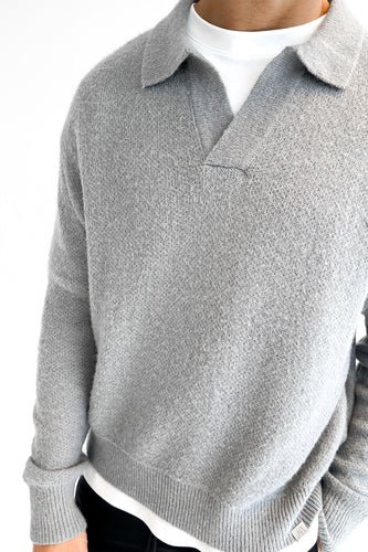 Relaxed Knitted Polo - Charcoal