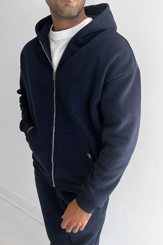 Essential Zip-Up Hoodie - Navy