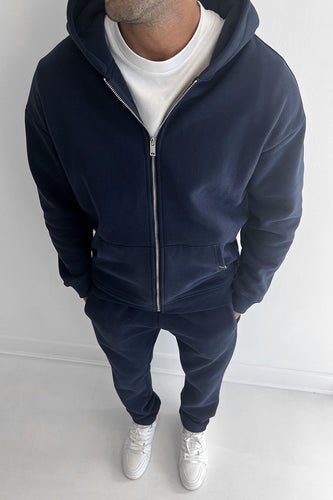 Essential Zip-Up Hoodie - Navy