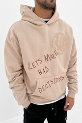 Bad Decisions Oversized Hoodie - Stone