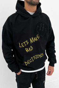 Bad Decisions Oversized Hoodie - Black